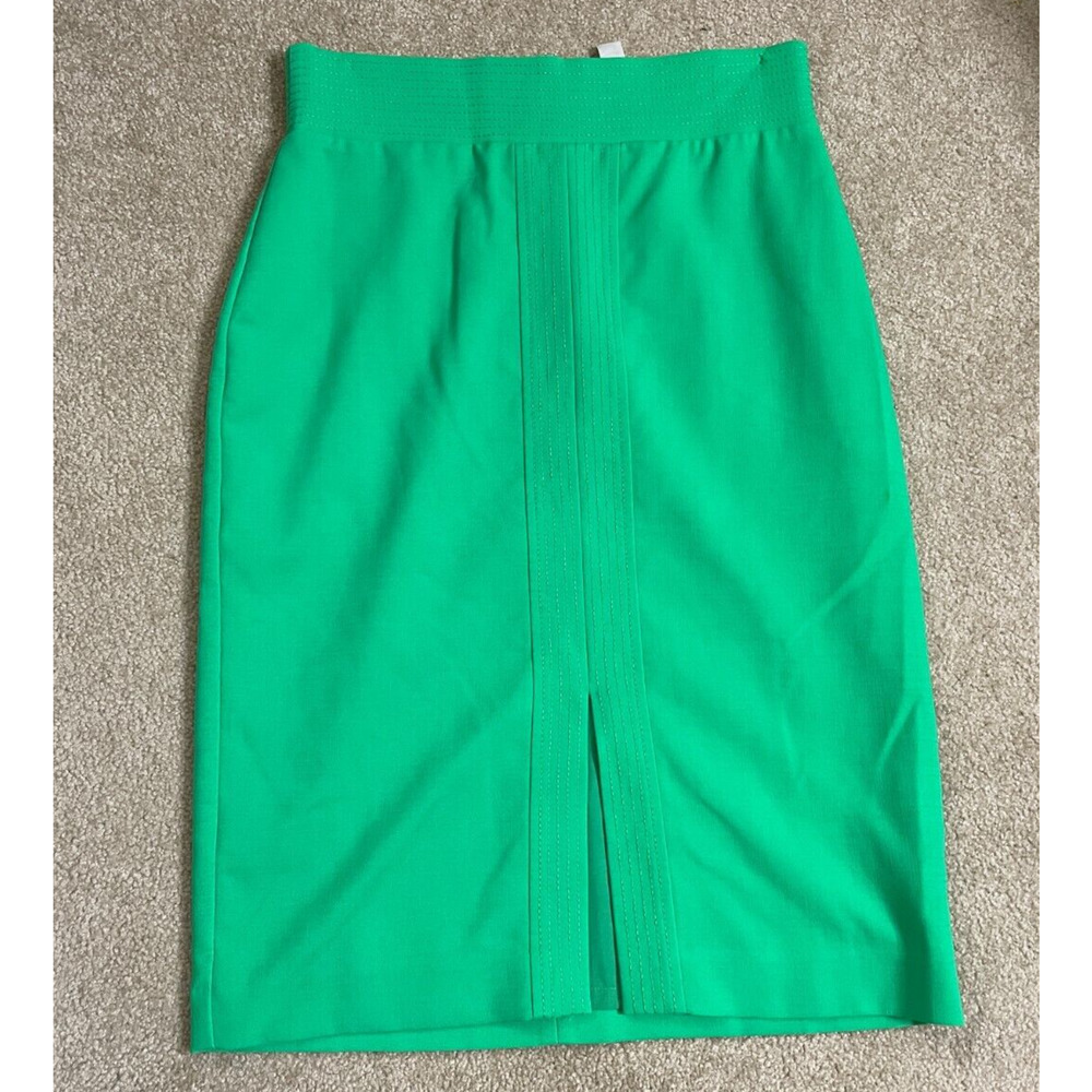 Ann Taylor Size 8 Pencil Skirt Parrot Green Stitch Front Slit